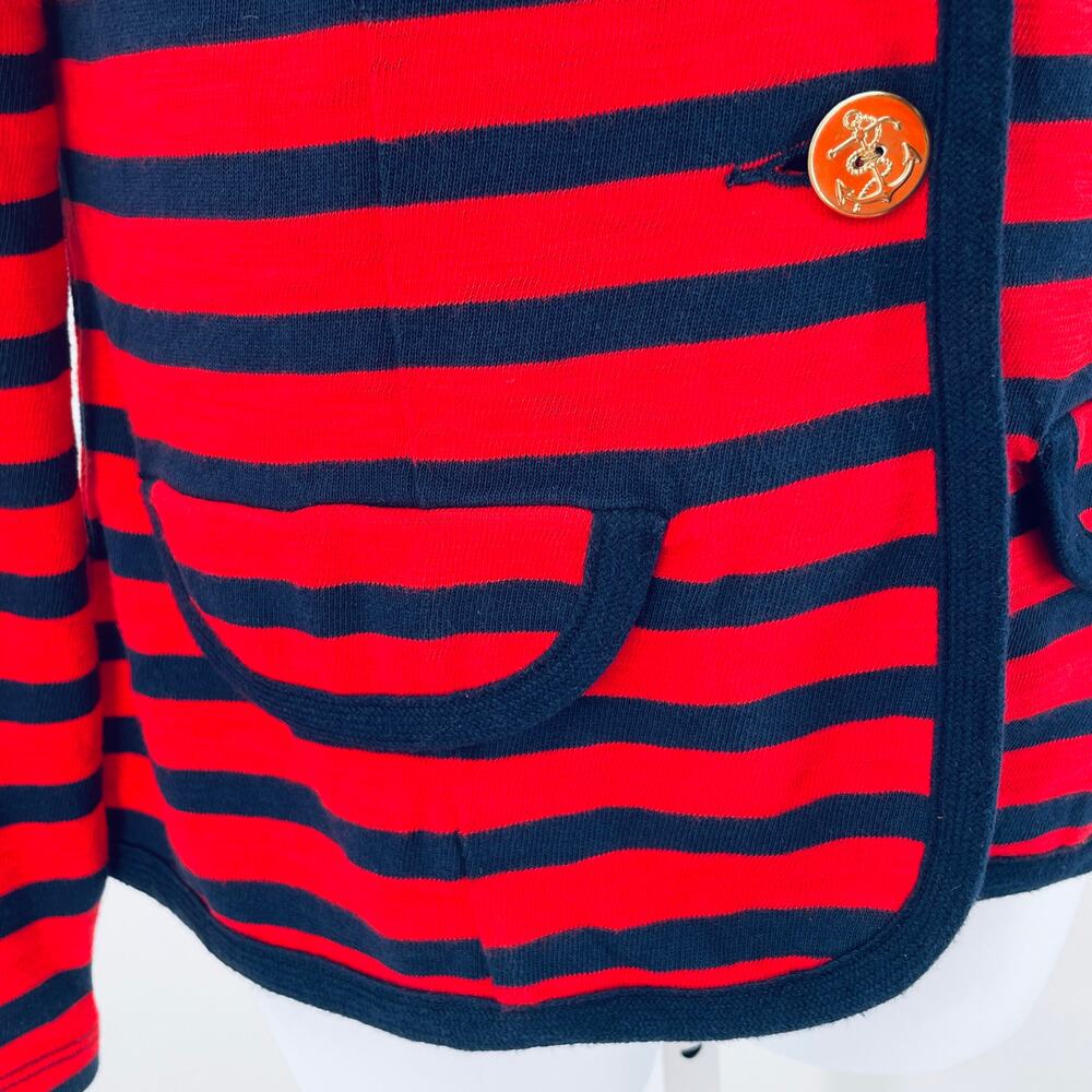 CAbi 224 Au Revoir Yacht Club Red Blue Stripe Nautical Preppy Jacket Blazer S - Picture 8 of 11